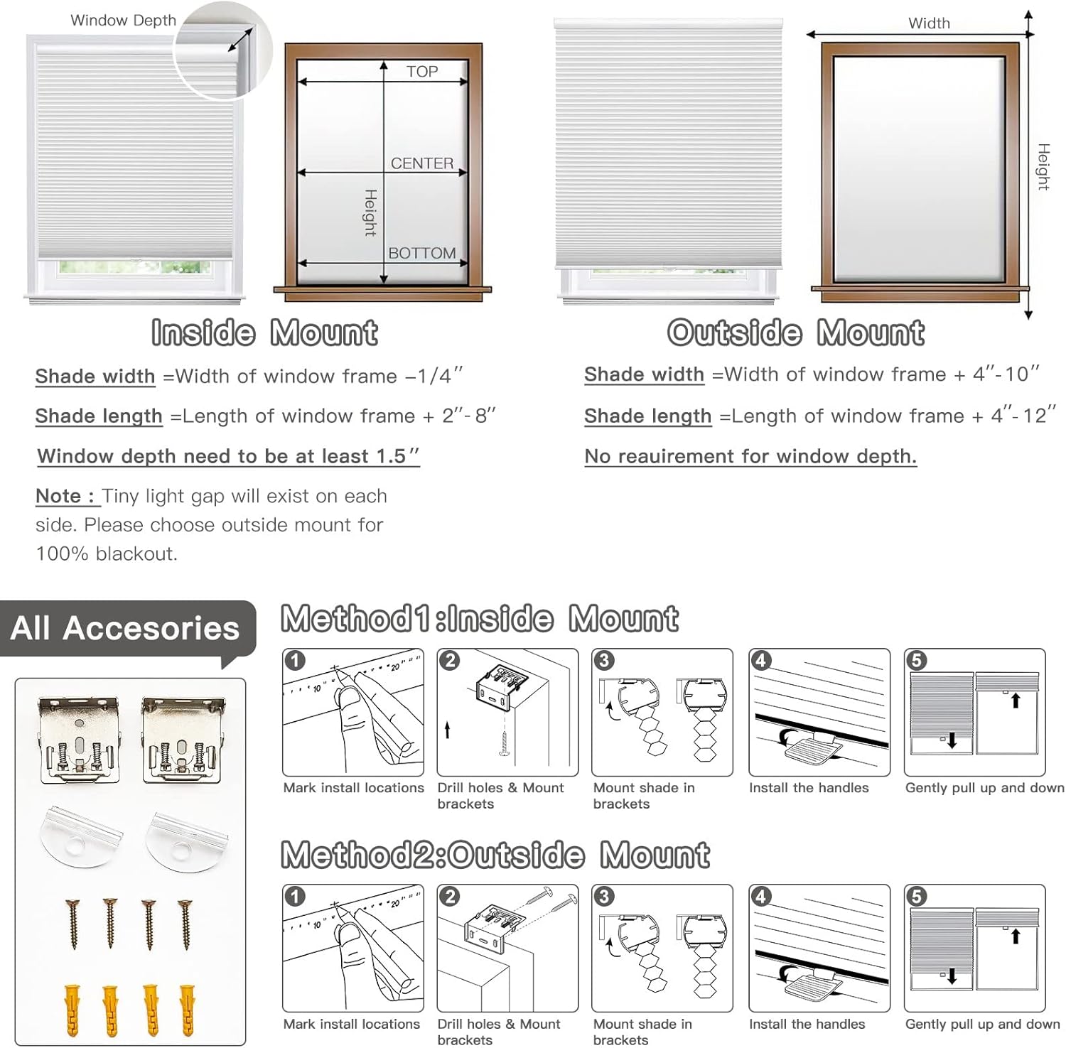 Light Filtering Cellular Blinds for Windows Door
