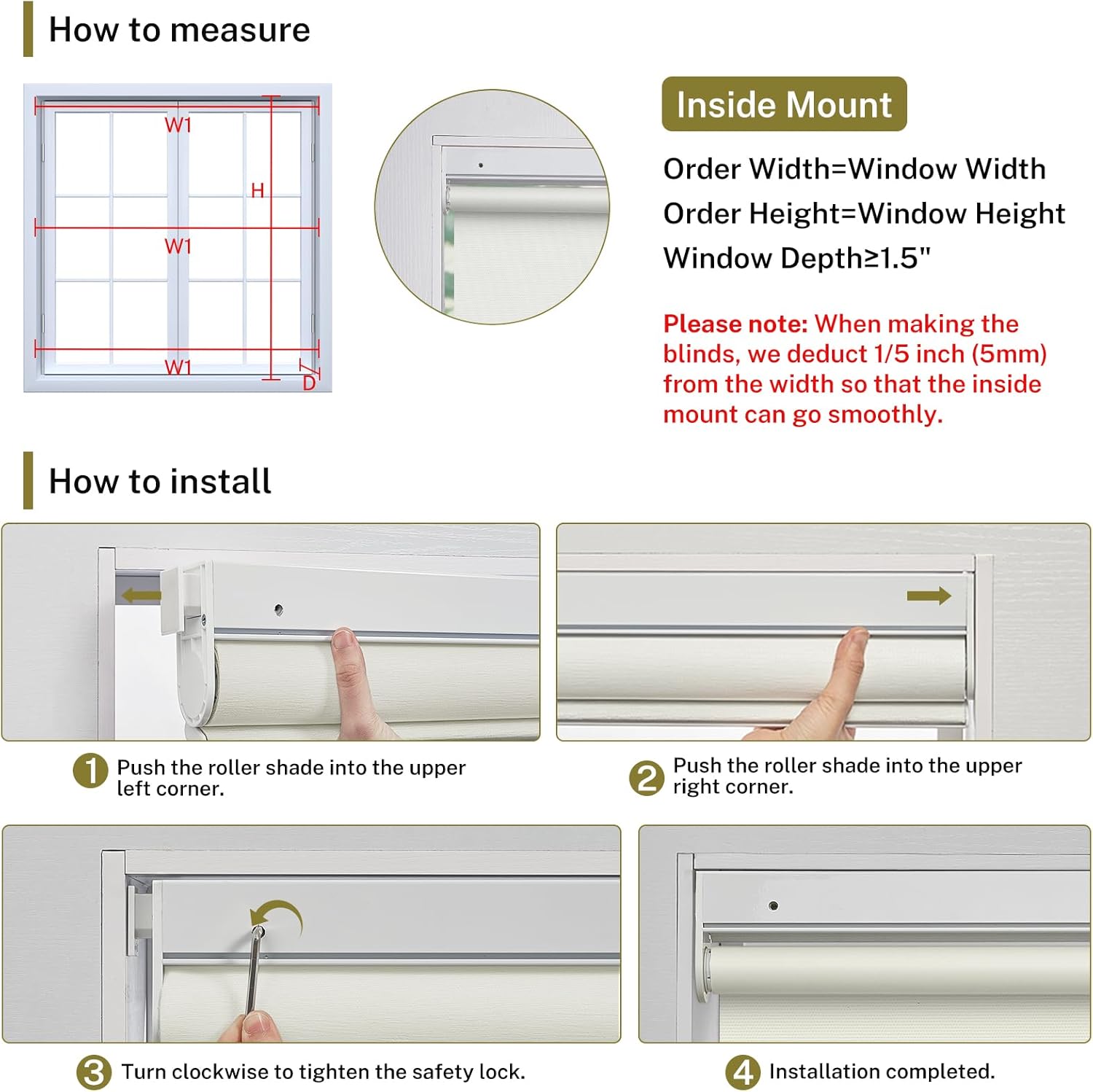 No Drill Cordless Roller Blinds Waterproof Blackout Blinds for Windows