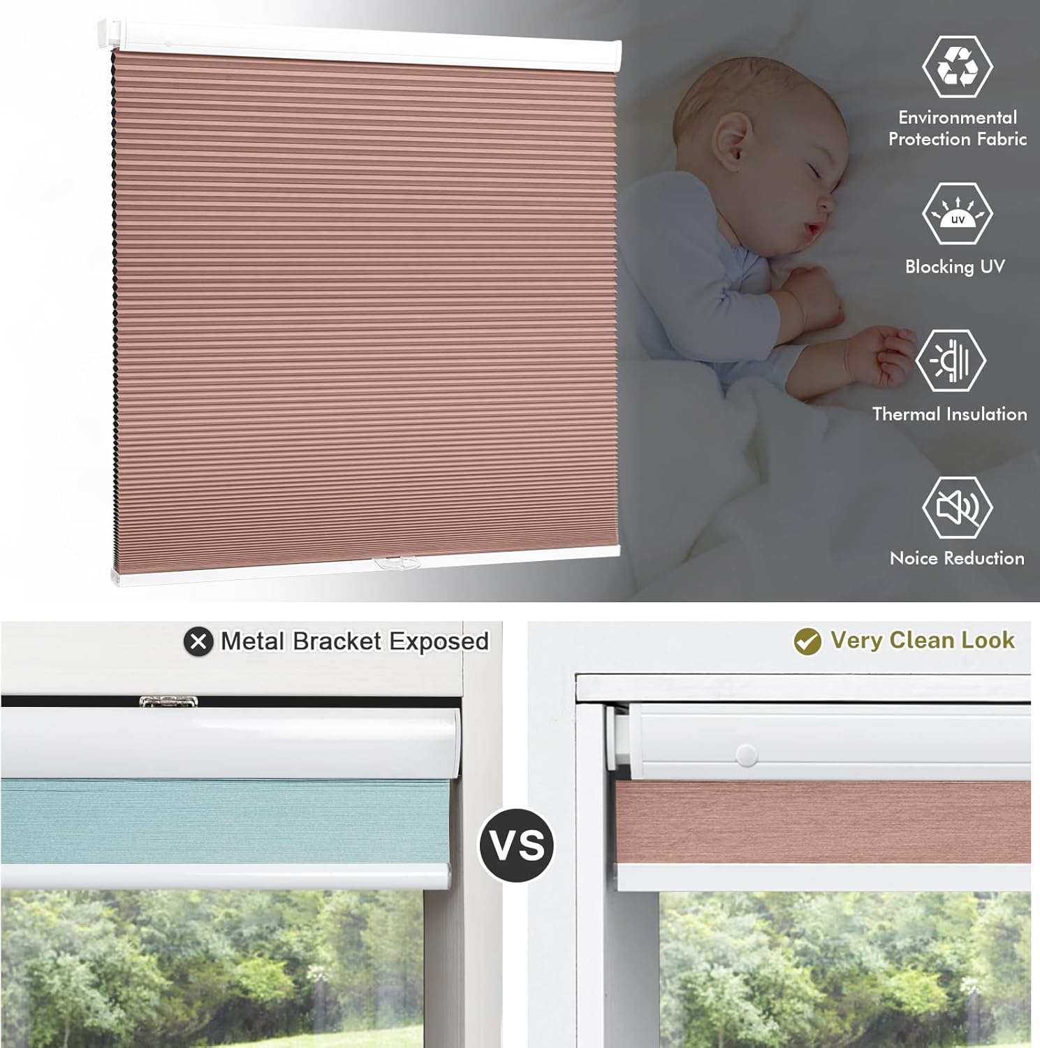  No Tools No Drill Blackout Cellular Blinds