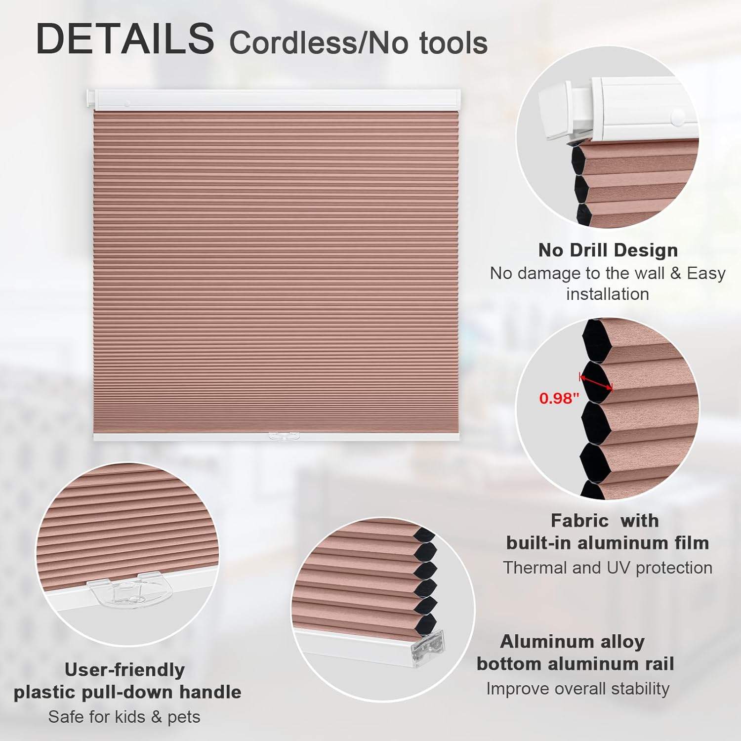  No Tools No Drill Blackout Cellular Blinds