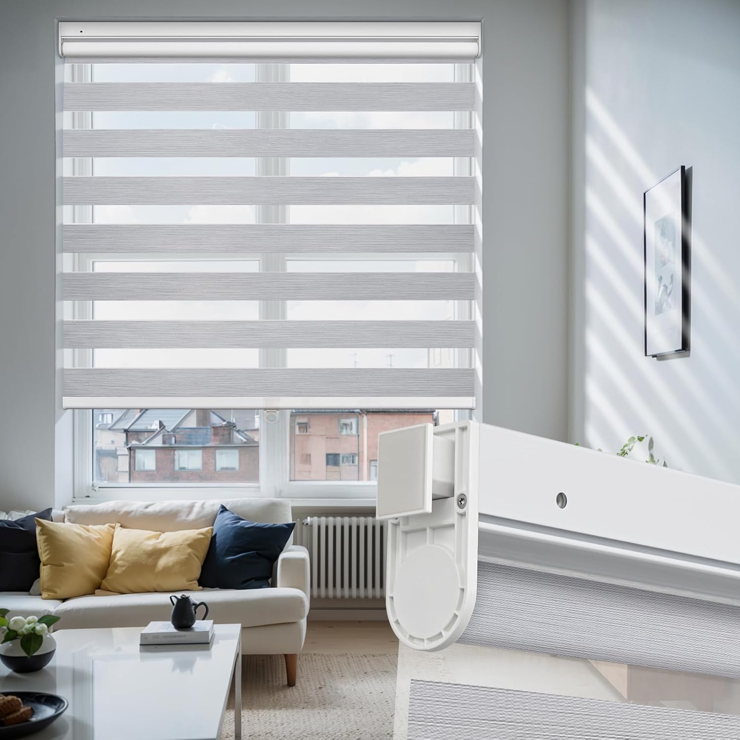 Dual Layer Blinds No Drill Roller Shades 