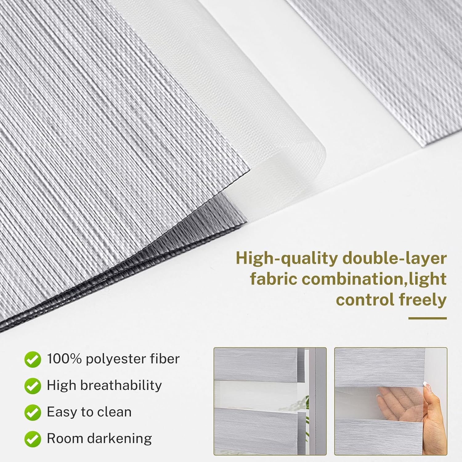 Dual Layer Blinds No Drill Roller Shades 