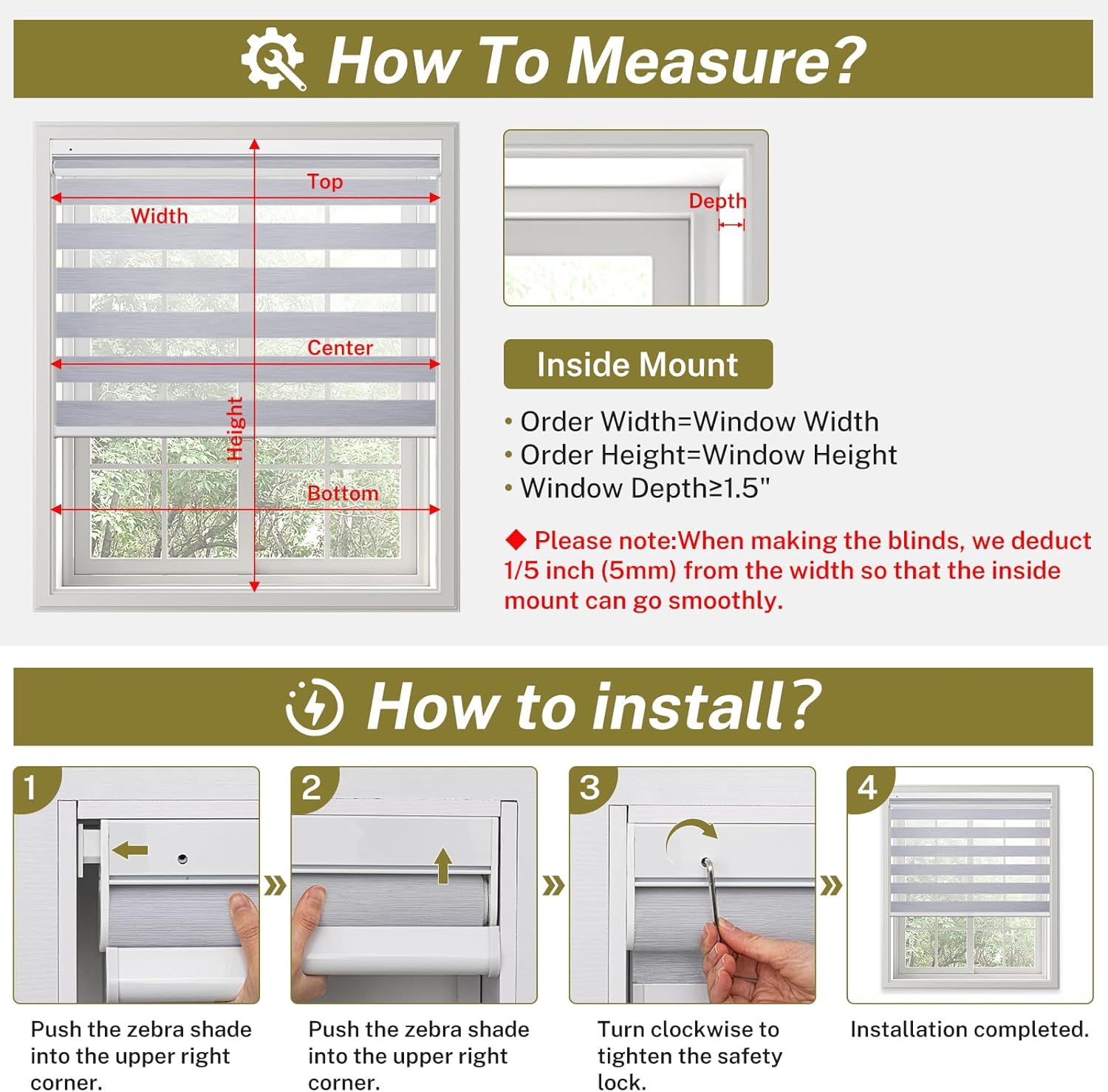 Dual Layer Blinds No Drill Roller Shades 