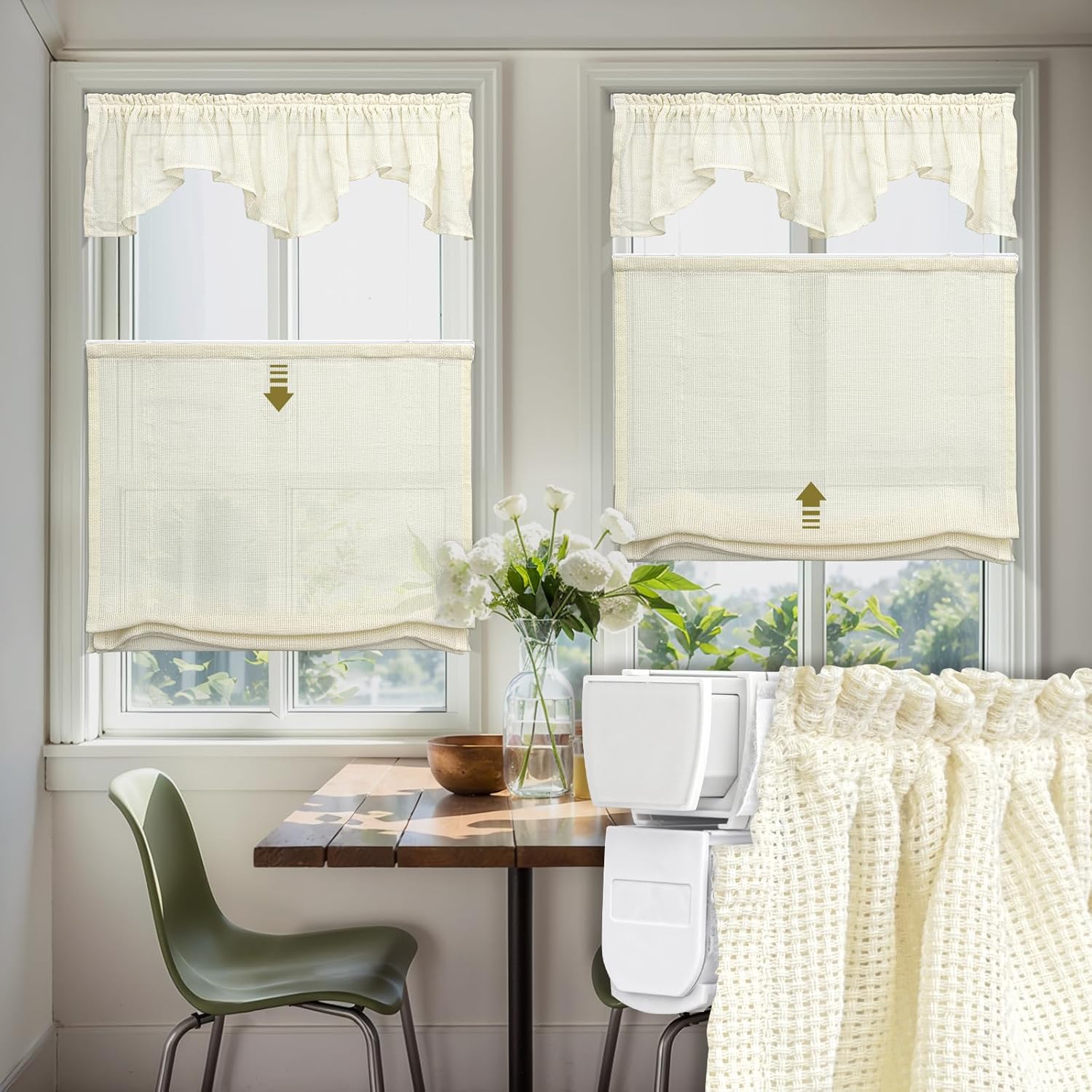 No Drill Top Down Bottom Up Shades - Light Filtering Cordless Roman Shades
