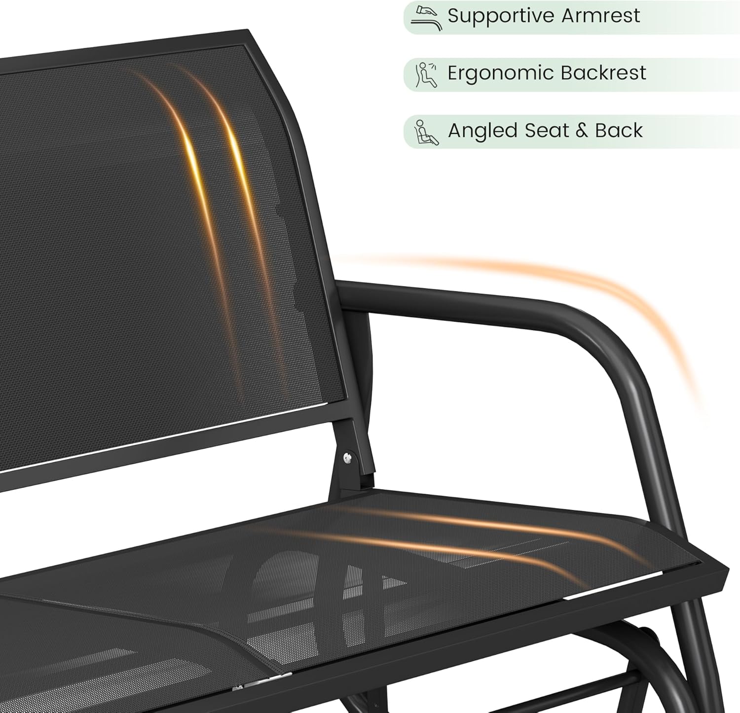 Patio Outdoor Glider Bench, High Backrest and Breathable Mesh Fabric