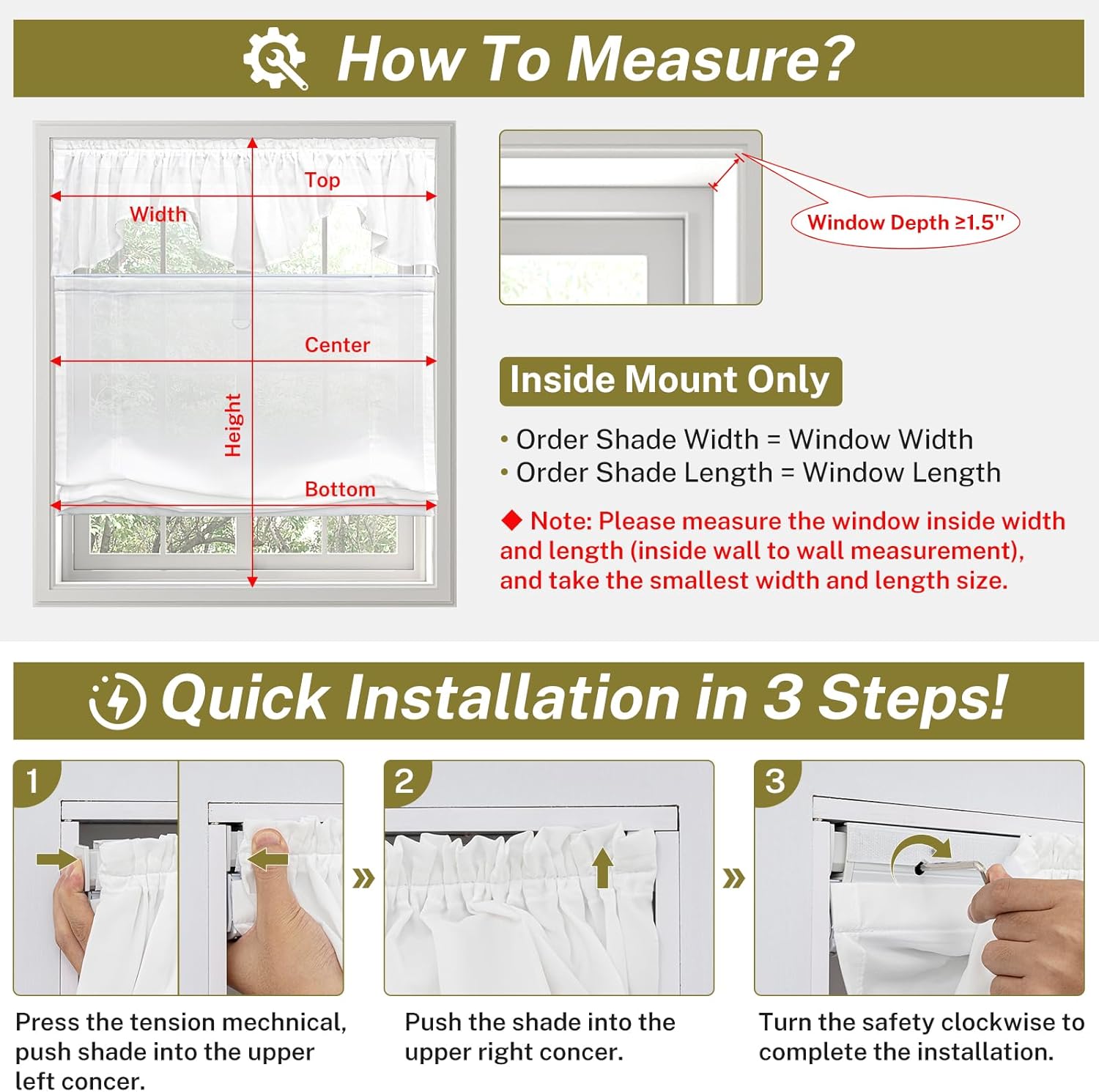 No Drill Top Down Bottom Up Shades - Light Filtering Cordless Roman Shades