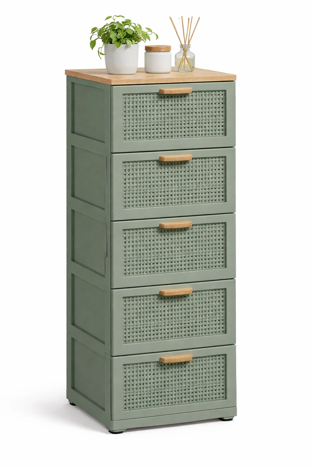 Commode étroite verte rangement tiroirs design compact-kevtrix