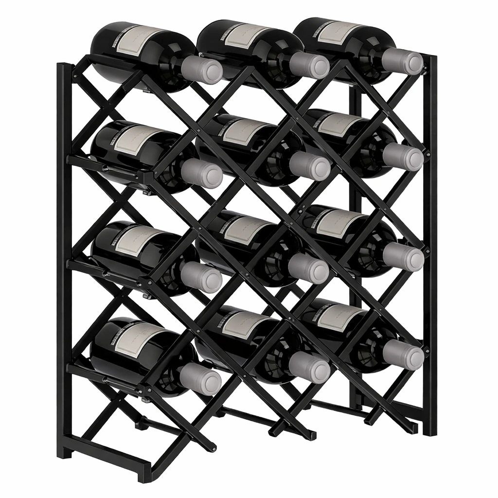 Casier vin métal pliable design croisé rangement compact bouteilles-kevtrix