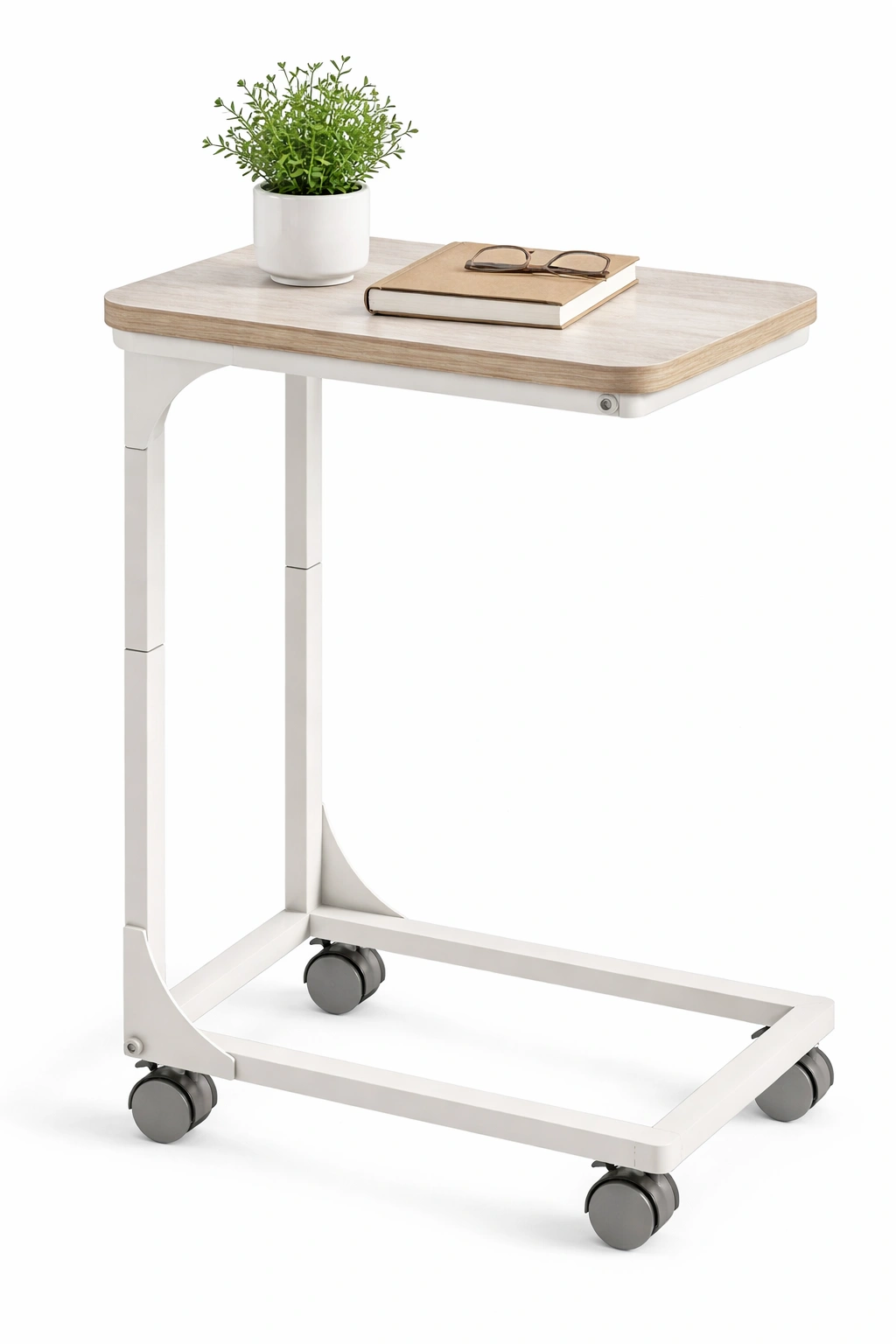 Table d’appoint mobile réglable hauteur avec roulettes design compact-kevtrix