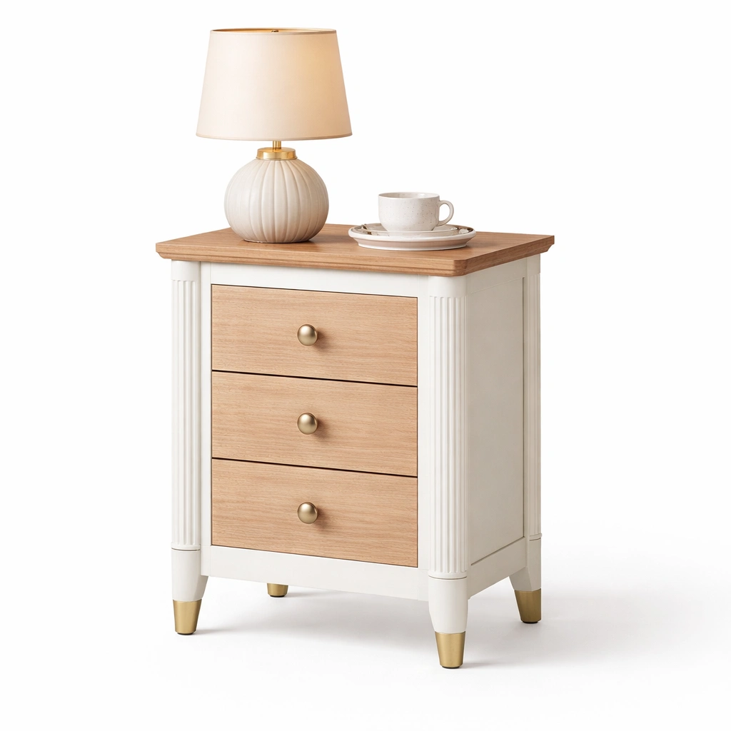 Table de chevet bois avec tiroirs design moderne rangement compact-kevtrix