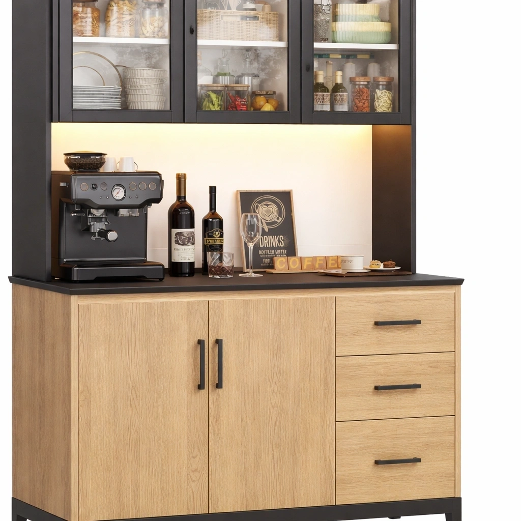 Buffet cuisine bois noir moderne-serqonix