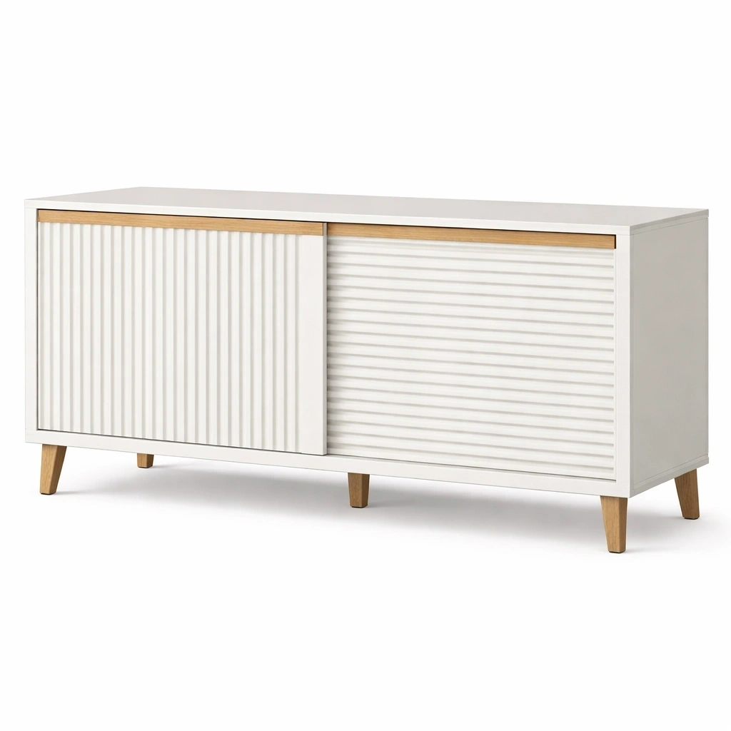 Meuble tv blanc portes coulissantes-serqonix