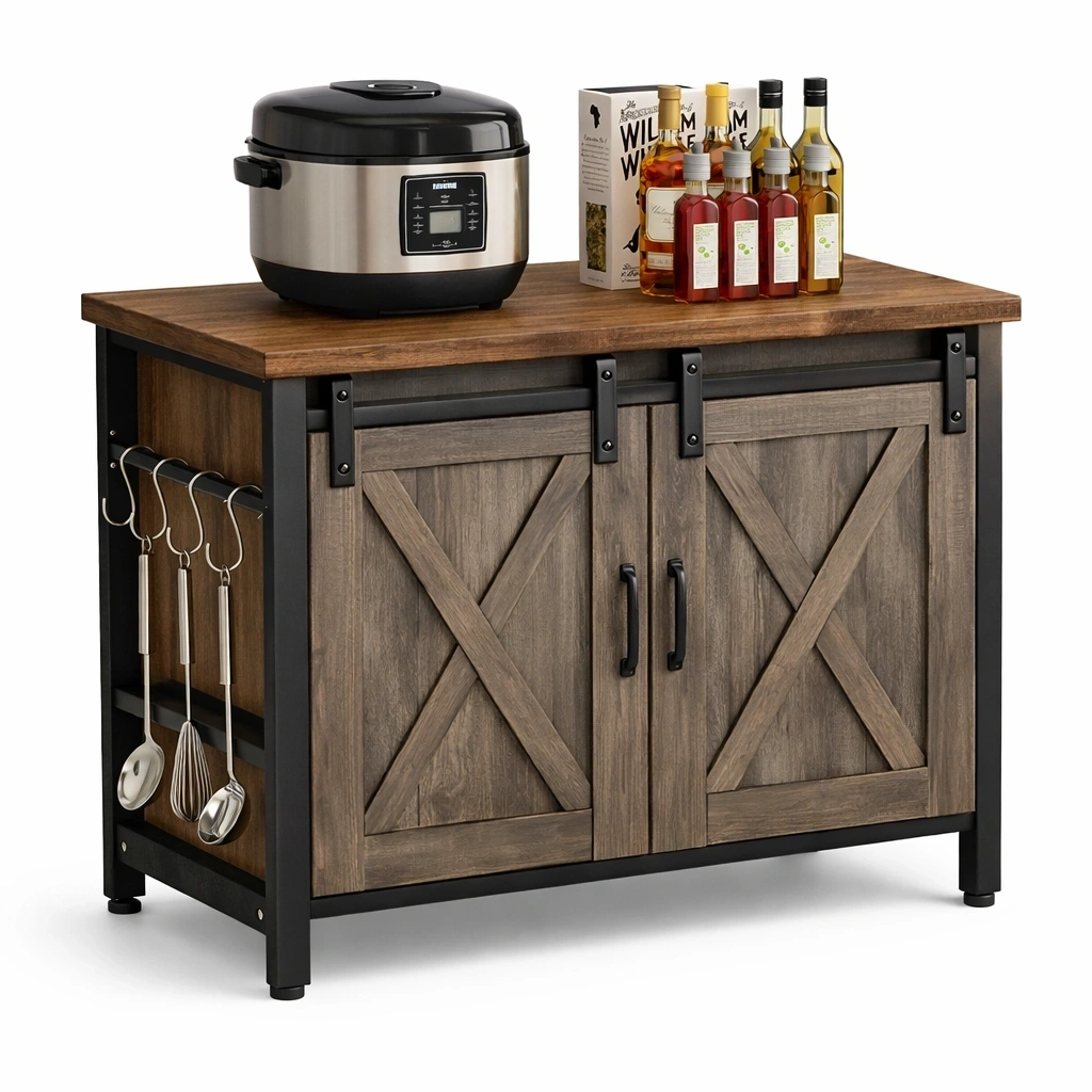 Meuble cuisine style industriel bois metal-serqonix