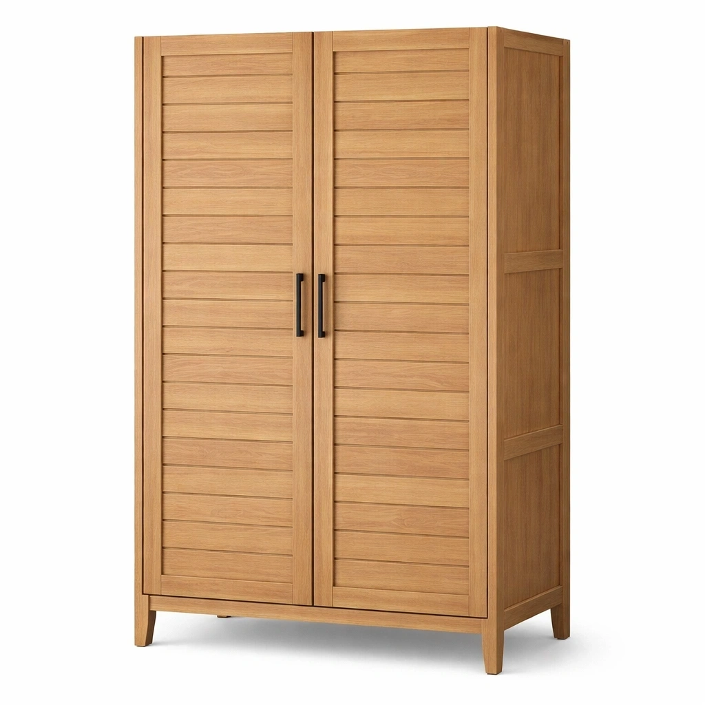 Armoire bois portes persiennes-serqonix