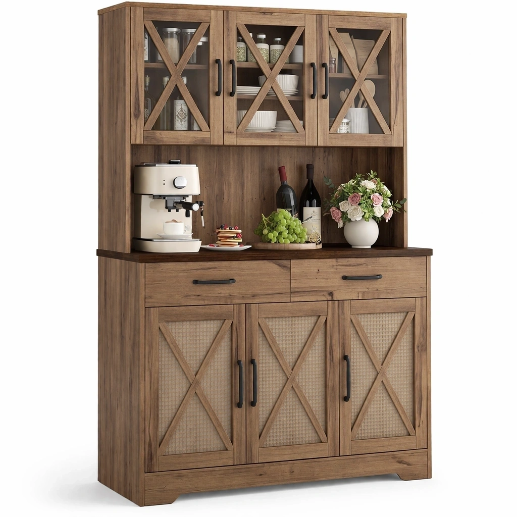 Buffet cuisine rustique bois massif-serqonix