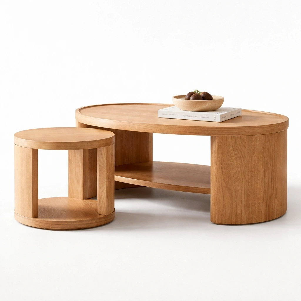 Set table basse et table d appoint bois clair-serqonix