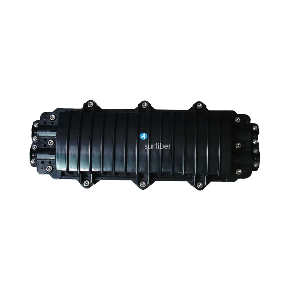 Customizable Black Fiber Joint Closure FTTH Horizontal Enclosure 5 Ports Compatible