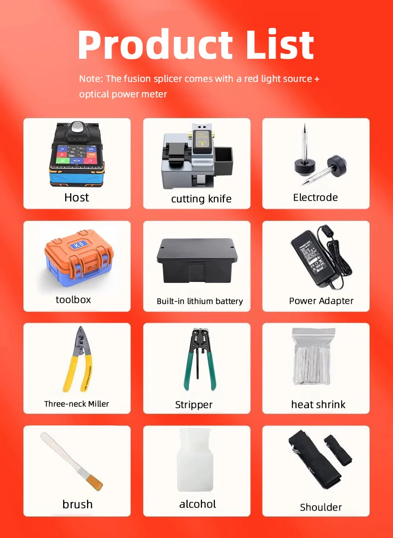 Fusion Splicer Machine K5 FTTH Optical Fiber Optic Equipment Cable Patch Cord High Quality