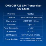100G QSFP28 LR4 Fiber Optic Transceiver Module| FTTH| 10km LC| Compatible with for for Jun