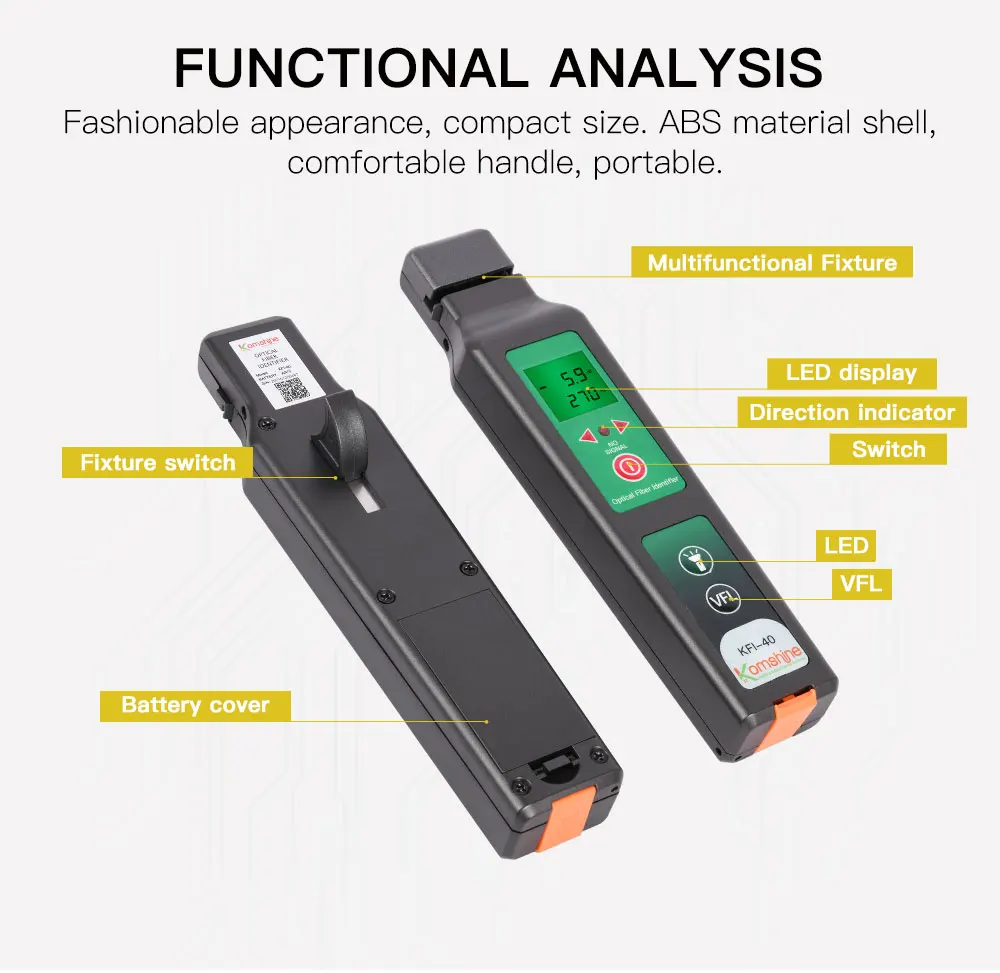 Handheld FTTH Optic Fiber Tester VFL Red Light Identifier with SDK & TCP Support for 4G/3G
