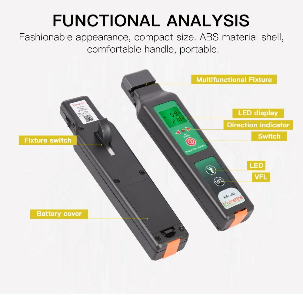Handheld FTTH Optic Fiber Tester VFL Red Light Identifier with SDK & TCP Support for 4G/3G