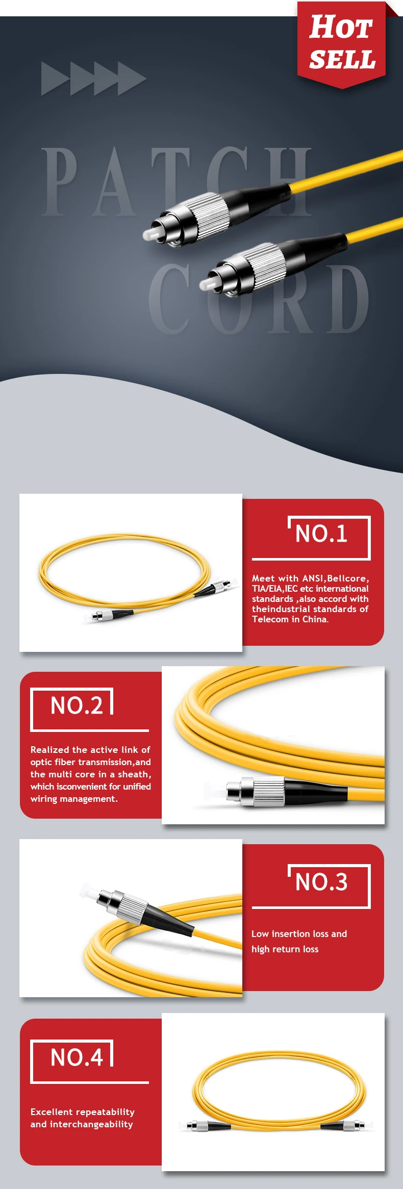 High Quality Patch Cord Simplex  FC/UPC-FC/UPC  2.0mm 3.0mm Fiber Cable