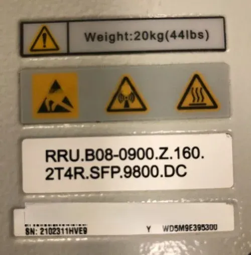 RRU3953 02311HVE 2T4R B8 Telecom Parts Radio Remote Unit
