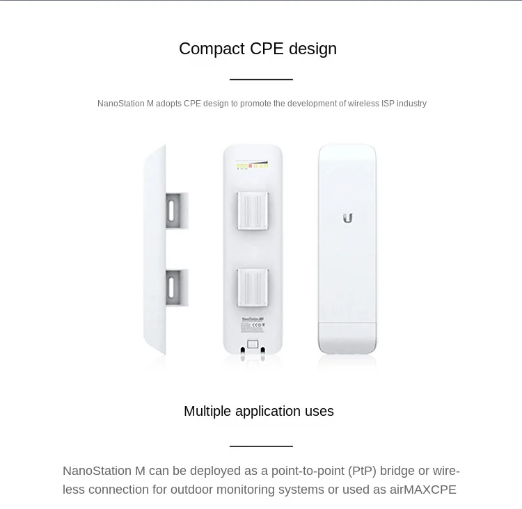 UBNT NanoStation M2 NSM2 AirMAX 2.4GHz Wireless Bridge CPE with 4 Antennas DC 5V