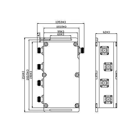 DAS IBS RF 698-2700MHz 4in 1out Hybrid Coupler Combiner  with N Female Connector