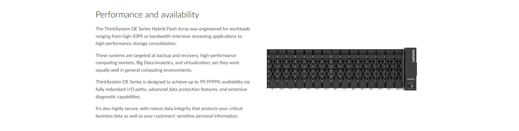 Performance New 2U24 NVMe Base Lenovo Hybrid Array ThinkSystem DE6600H Storage 2