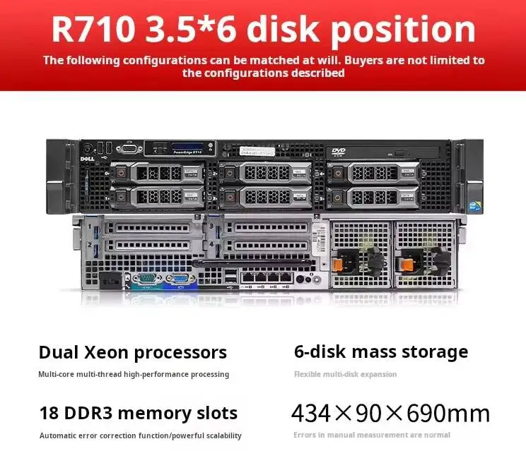 Used Brand New R760 R630 R710 R730 R740 R740rx R6515 R750 R720 R930 R7615 R320 Dells Power Edge R750xs Server 2