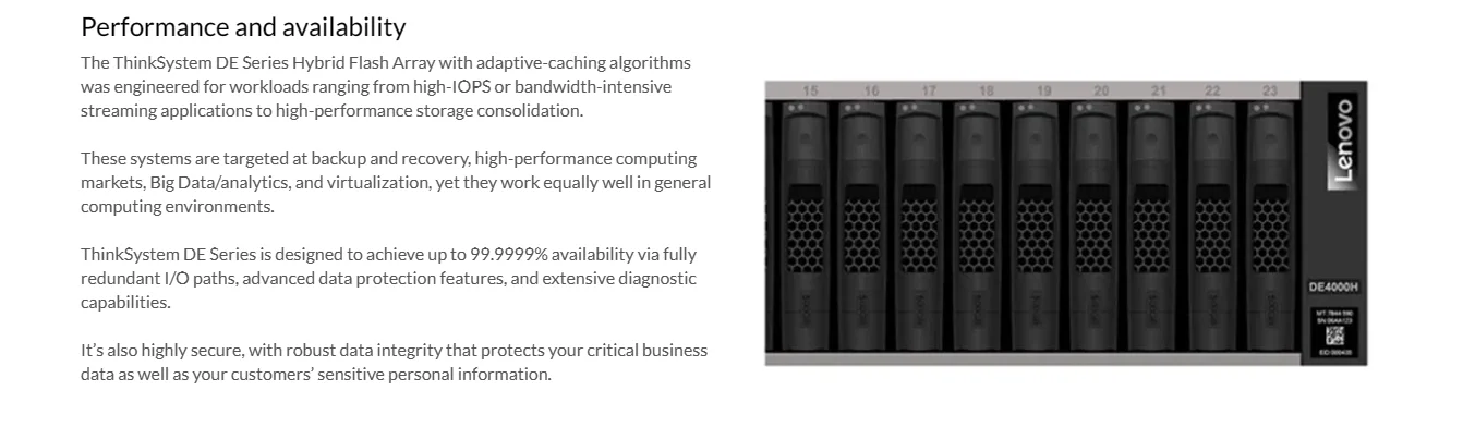 Lenovo ThinkSystem Hybrid Storage Array FC SAN\iSCSI DE4000H 1
