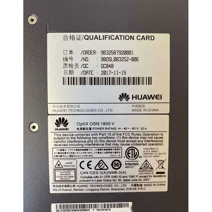 OptiX OSN1800V 02300783 TNFK01FB UXCM UNS4 XCH PIU EGS4 EX4 8portTOA-boxintelecom