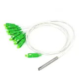 PLC 1x8 Mini Steel Tube Fiber Optic Splitter SC/APC 0.9mm Singlemode Pigtail Type
