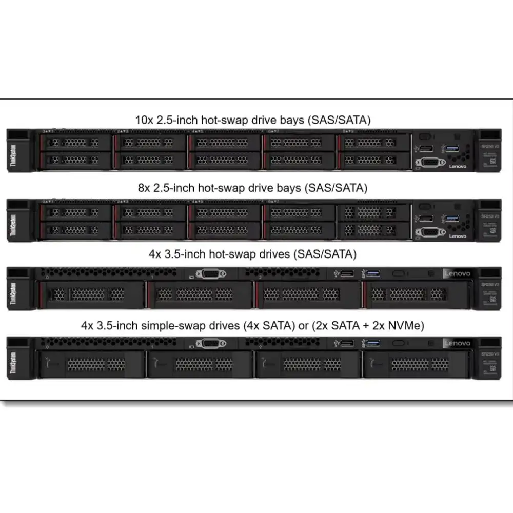 Hot Sale 1U Performance Supporting Growing Businesses ThinkSystem SR250 V3 Rack Server 6