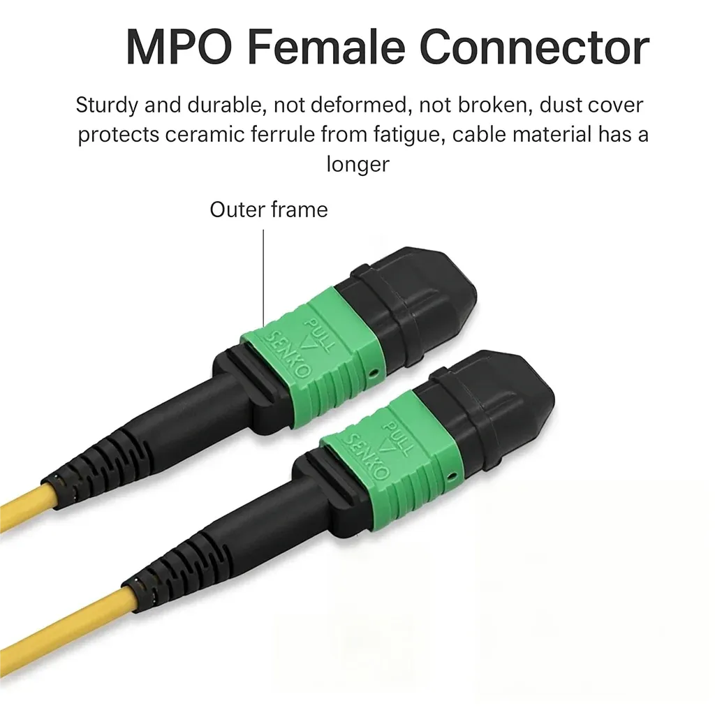 High-Performance MPO/MTP Patch Cord 8 Core OS2 Singlemode G657A1 Fiber LSZH Low Loss IL0.3