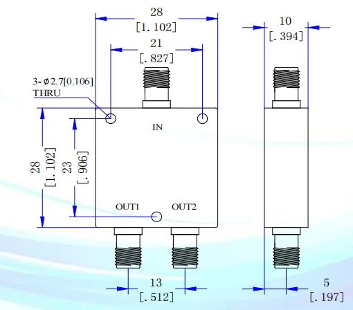 Wide Frequency Range Low VSWR 30W 2-8GHz SMA-F 2Way Power Divider Used for In-building Sol