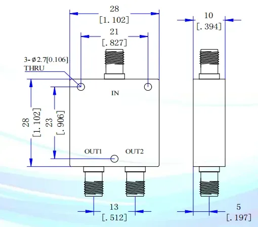 Wide Frequency Range Low VSWR 30W 2-8GHz SMA-F 2Way Power Divider Used for In-building Sol