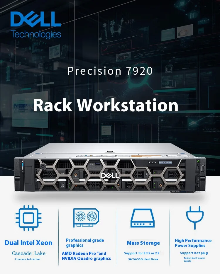 Top Quality DeII Precision R7920 Rack Wortation R7920 Pc Server 5218r 128g 960gssd 8tsata Rtx4090-24g