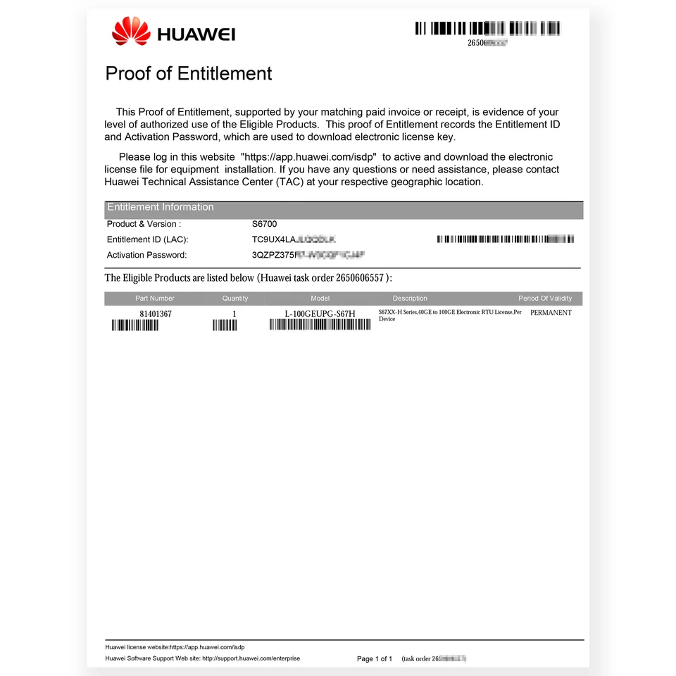 L-100GEUPG-S67H 40GE to 100GE Electronic RTU License for Superior Quality 1
