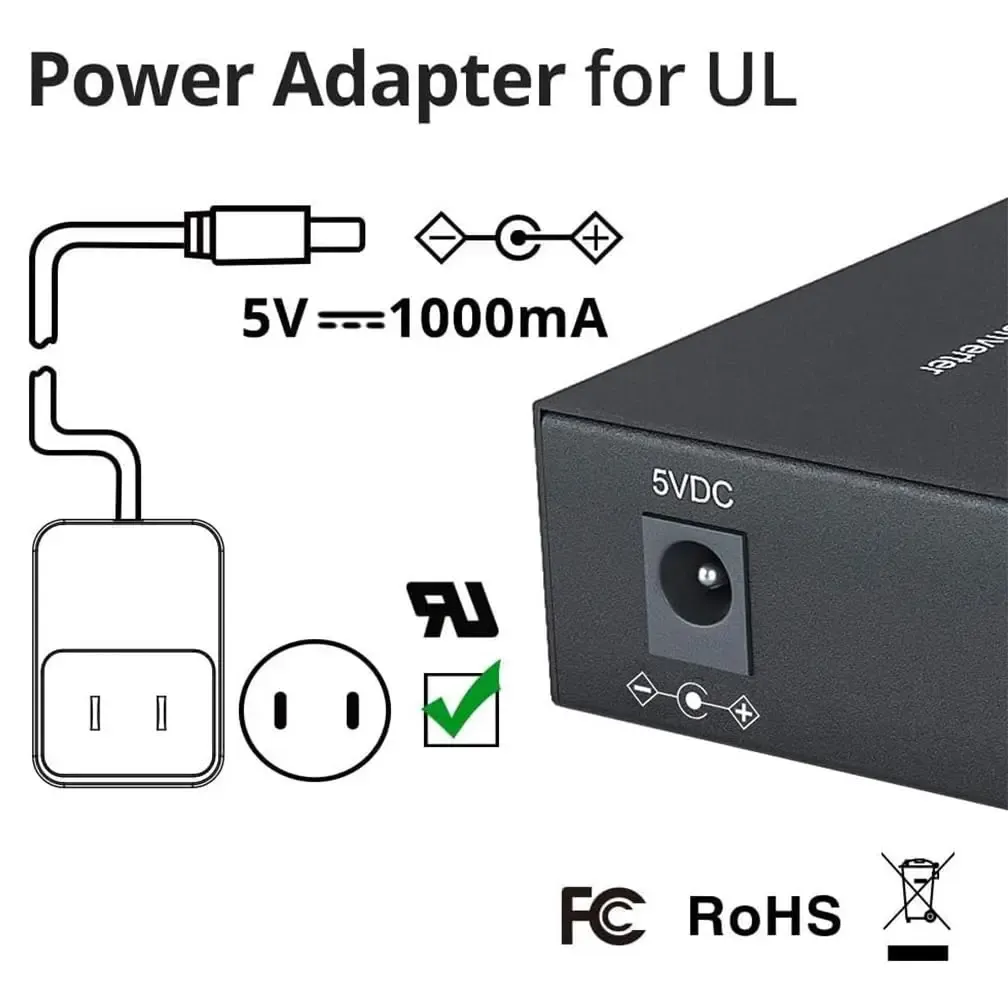 Gigabit Multi-Mode Fiber Ethernet Media Converter 1.25G BIDI SFP, 10/100/1000Base-TX to 10