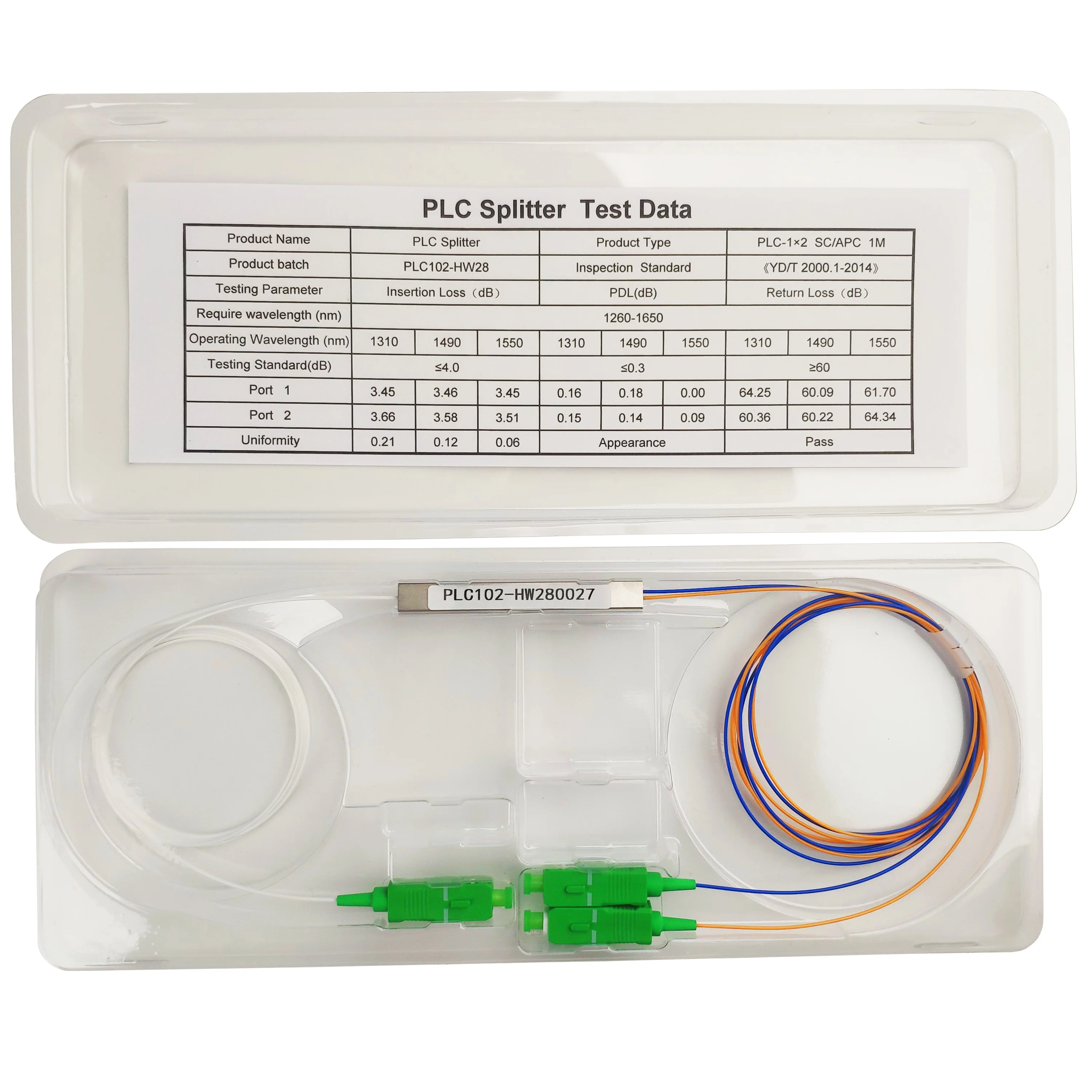 FTTH 1x2 SCAPC Single Mode PLC Splitter with POE/GSM Support Mini Type Fiber Optic