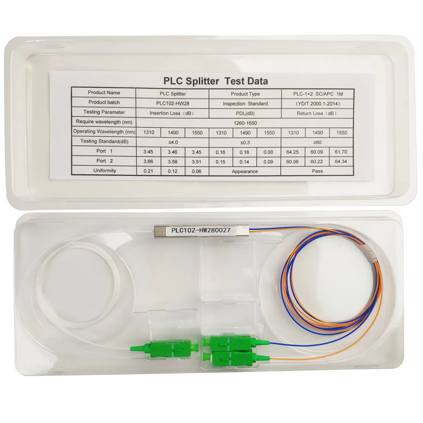 FTTH 1x2 SCAPC Single Mode PLC Splitter with POE/GSM Support Mini Type Fiber Optic