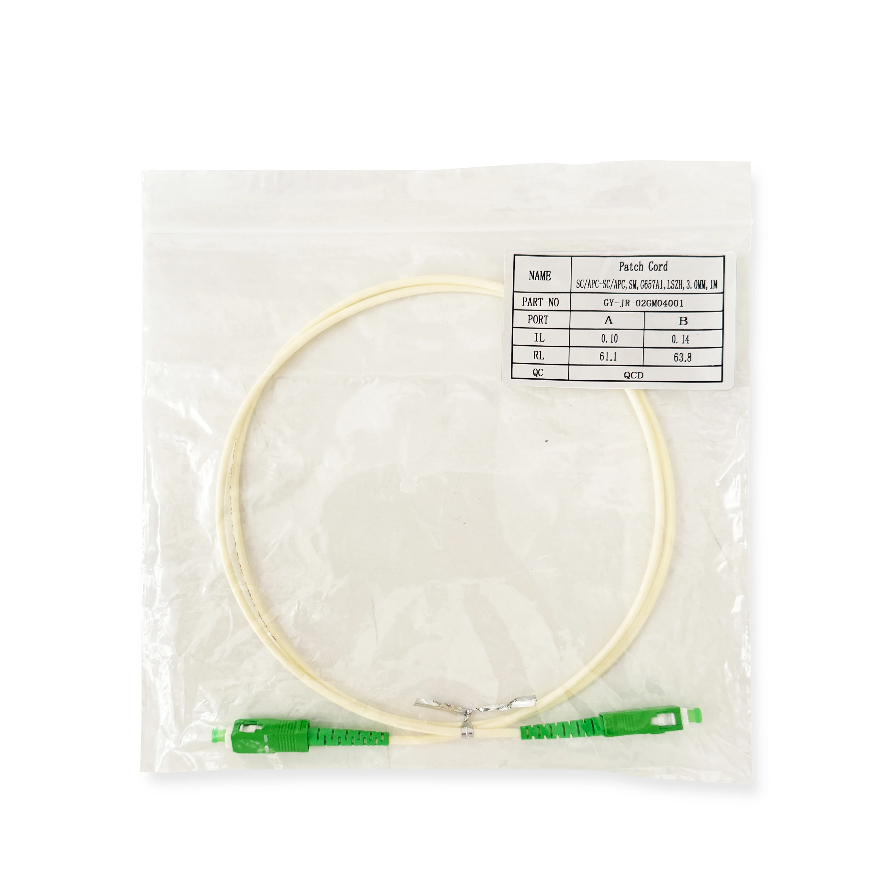 Hot Selling Simplex Fiber Optic Patchcord Jumper SC/APC-SC/APC 3.0MM G657A1 White Color Co