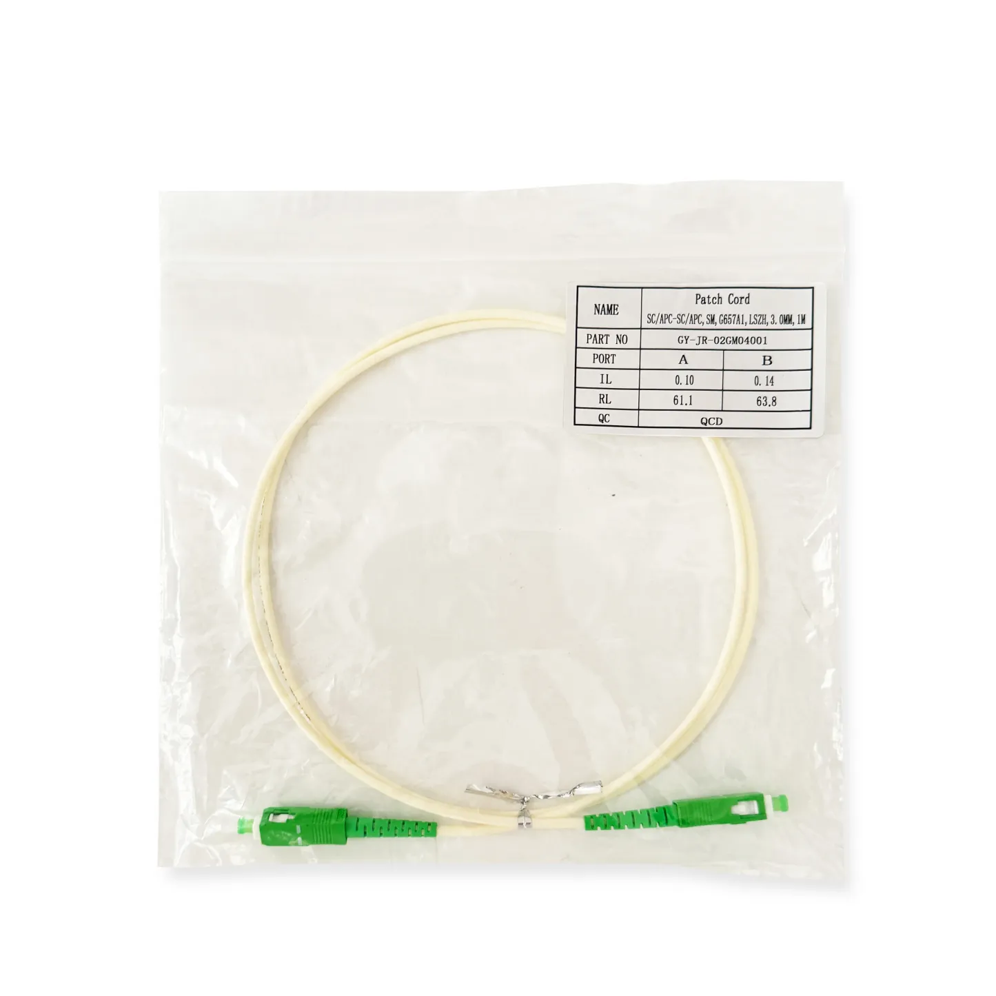 Hot Selling Simplex Fiber Optic Patchcord Jumper SC/APC-SC/APC 3.0MM G657A1 White Color Co