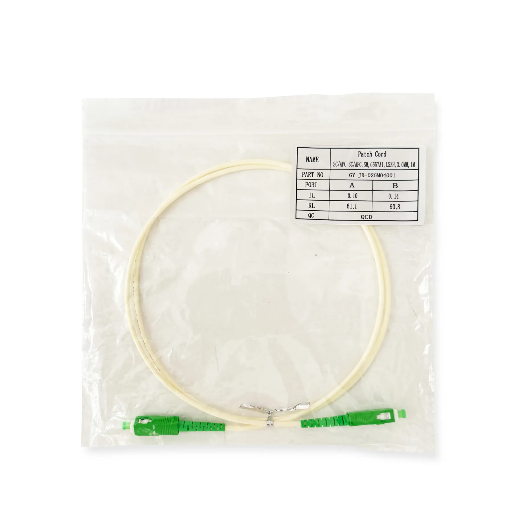 Hot Selling Simplex Fiber Optic Patchcord Jumper SC/APC-SC/APC 3.0MM G657A1 White Color Co