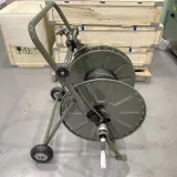 Portable Tactical Fiber Optic Cable Reel with Fixed Wheel Stand  Metal Foldable for FTTA D