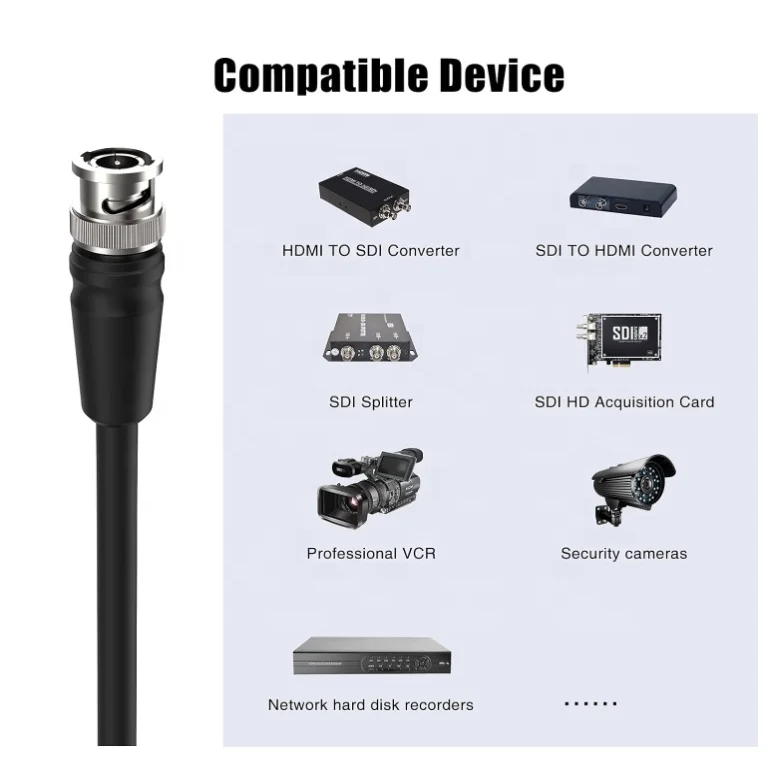 Sdi Cables Coaxial 3G 12G Hd Sdi Cable 6G 10M 20M 15M 50M 100M 4K Rg6 Flexible Fiber Optic Equipment-boxintelecom
