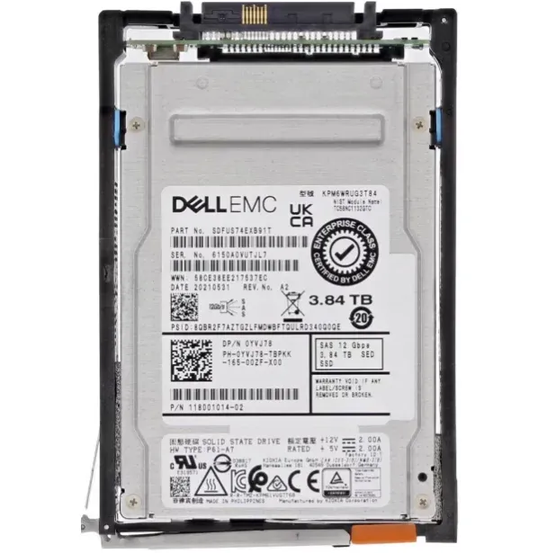 0YVJ78/118001014-01 Enterprise Solid State Drive 3.84TB SAS Interface Adaptation 5052380 S