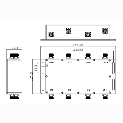 DAS IBS RF 698-3800MHz 4in 4out Hybrid Coupler Combiner  with N Female Connector-boxintelecom